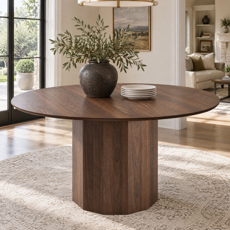 Table de salle à manger en bois massif, H 30 po x L 46 po x l 46 po, Noyer