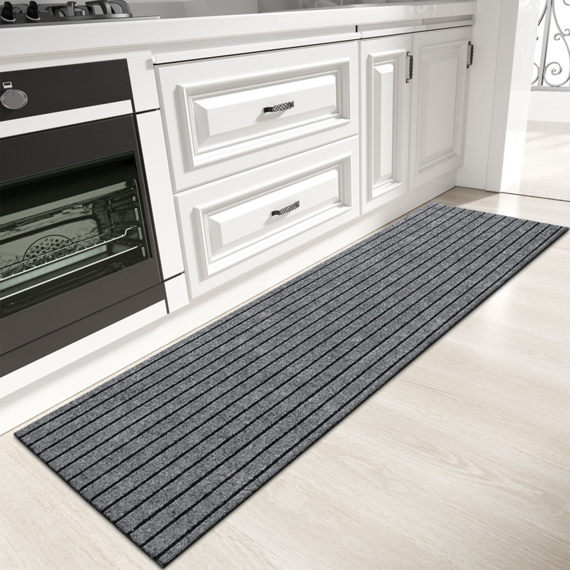 Tapis de cuisine Danyielle, Tapis de couloir 1 pi 5 po x 6 pi 7 po, Gris foncé