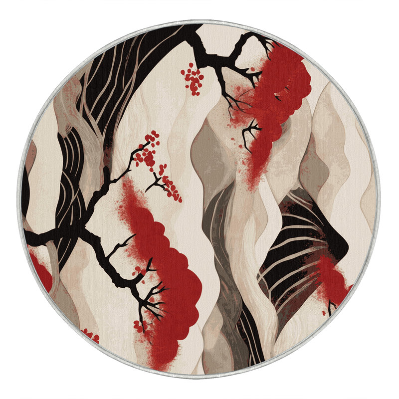 Windblown Blossom Rug, Round 6'