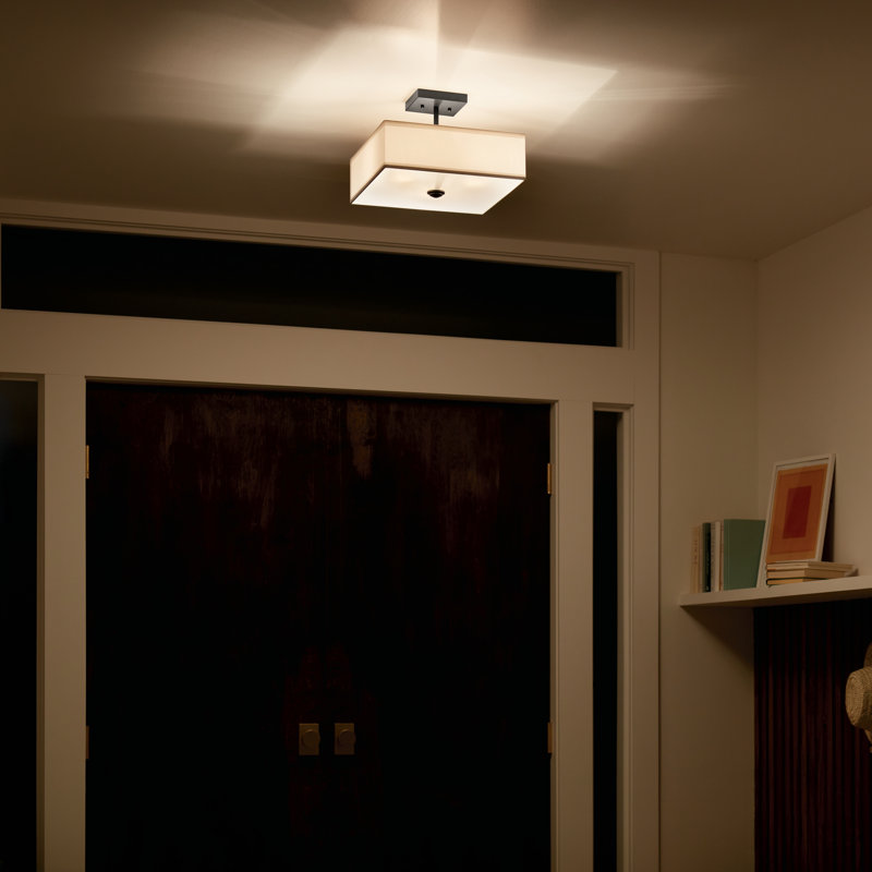 Plafonnier semi-encastré 3 lumières Holloway, H 10 po x l 14 po x P 14 po, Noir
