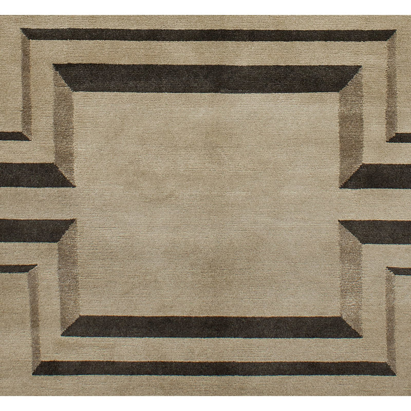 Geometric Area Rug in Black/Sand, Rectangle 6' x 9'
