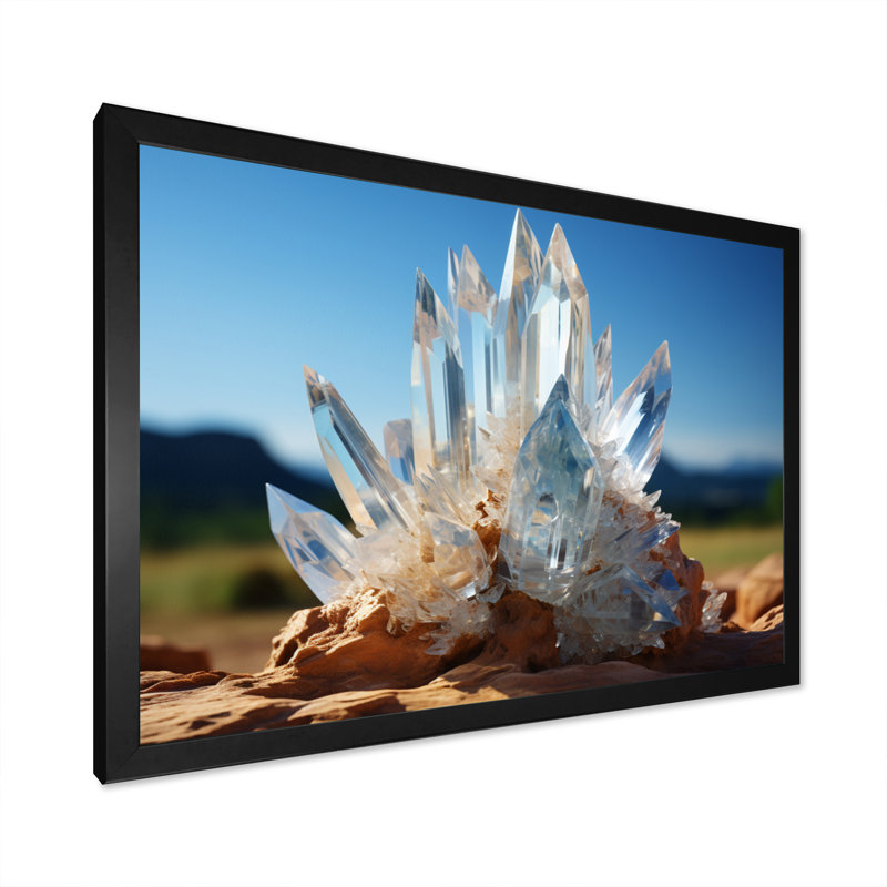 «White Blue Spiritual Stone Selenite», reproduction sur toile, H 24 po x l 32 po x P 1 po, Cadre simple noir