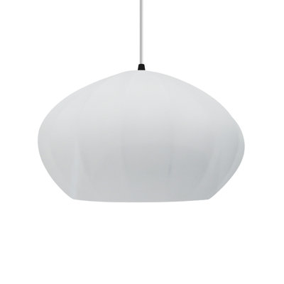 Radiance - Luminaire suspendu ovale cannelé 1 lumière - Blanc brillant (extérieur et intérieur du luminaire) - Noir mat - DEL dédiée - Cordon blanc