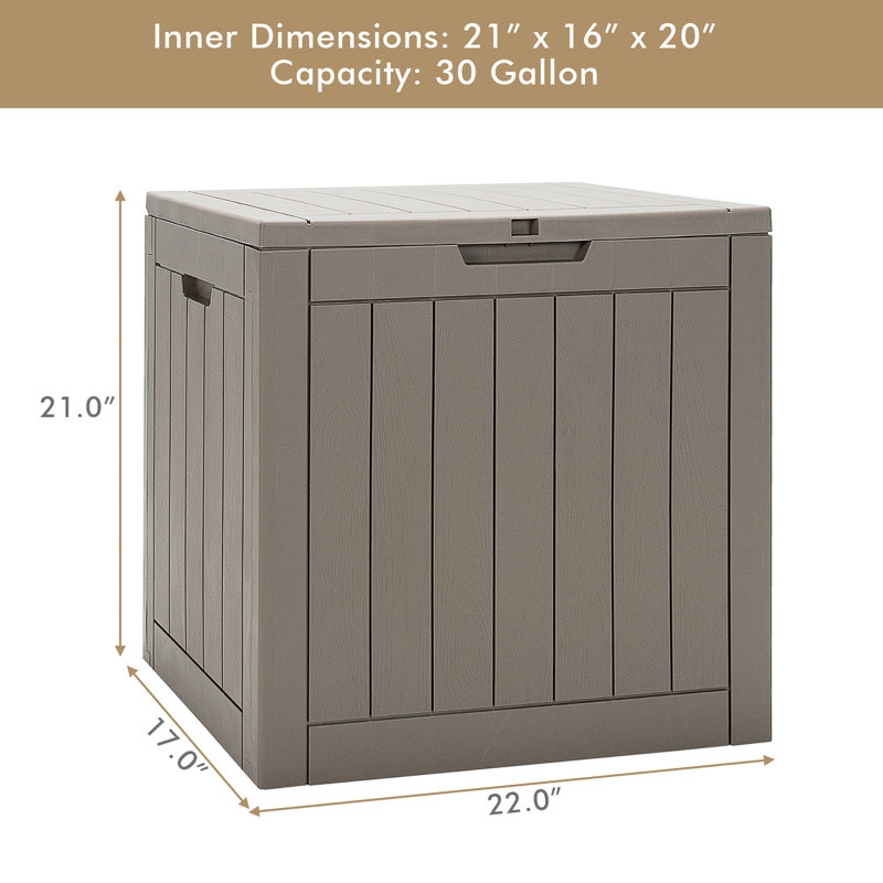 Costway 22'' W 30 Gallons Water Resistant Plastic Lockable, Light Brown