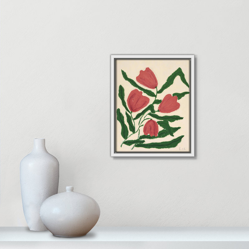 «Colette Red Tulips Print» par Camilla Bergqvist, H 11,5 po x l 9,5 po, Blanc