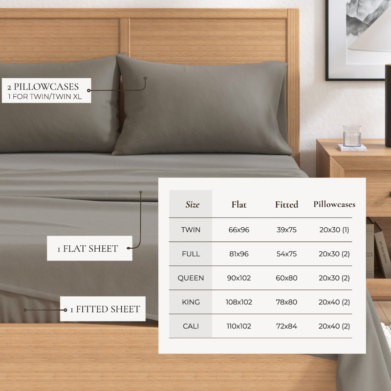 100% Turkish Cotton Flannel Solid & Plaid Sheet Sets, Twin with 1 Pillowcase, Solid - Frost Grey