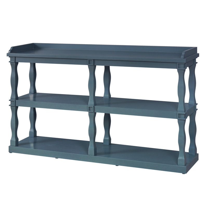 Console Table With 3-Tier Open Storage Spaces And Roman Column Effect Support Legs,Narrow Sofa Entry Table For Living Room, Entryway And Hallway