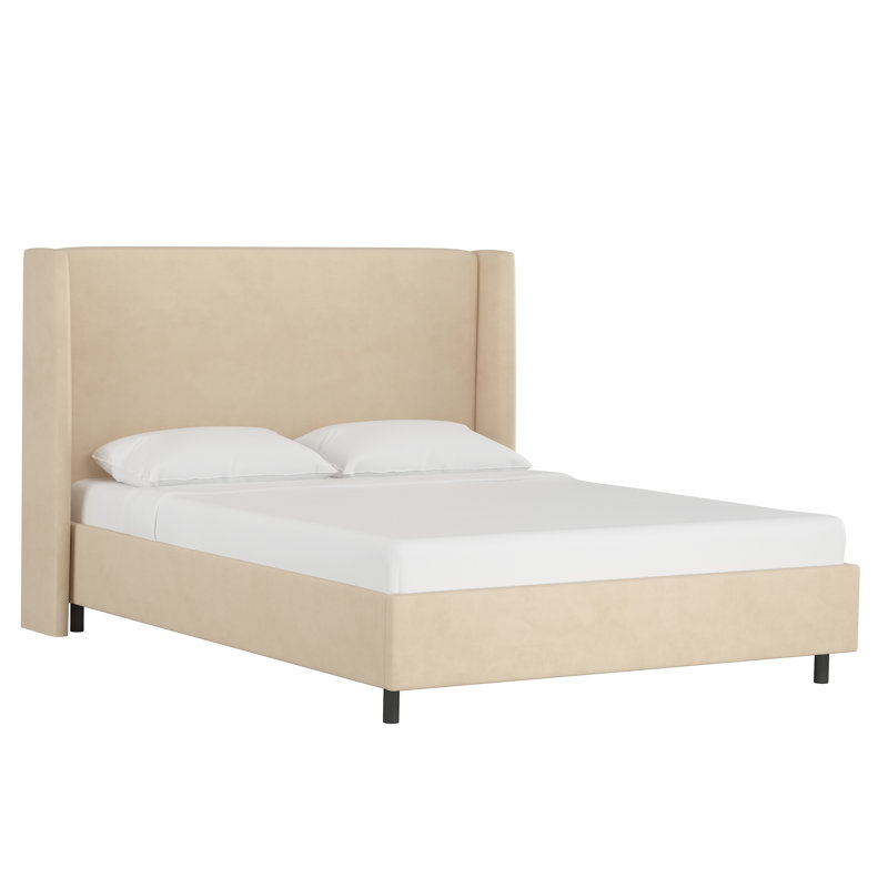Tilly Upholstered Low Profile Platform Bed, Queen, Classic Pearl Performance Velvet
