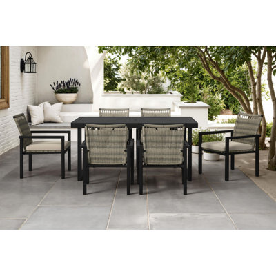 Lytham 7PC Standard Height Dining Set In Black-Table And Six Chairs