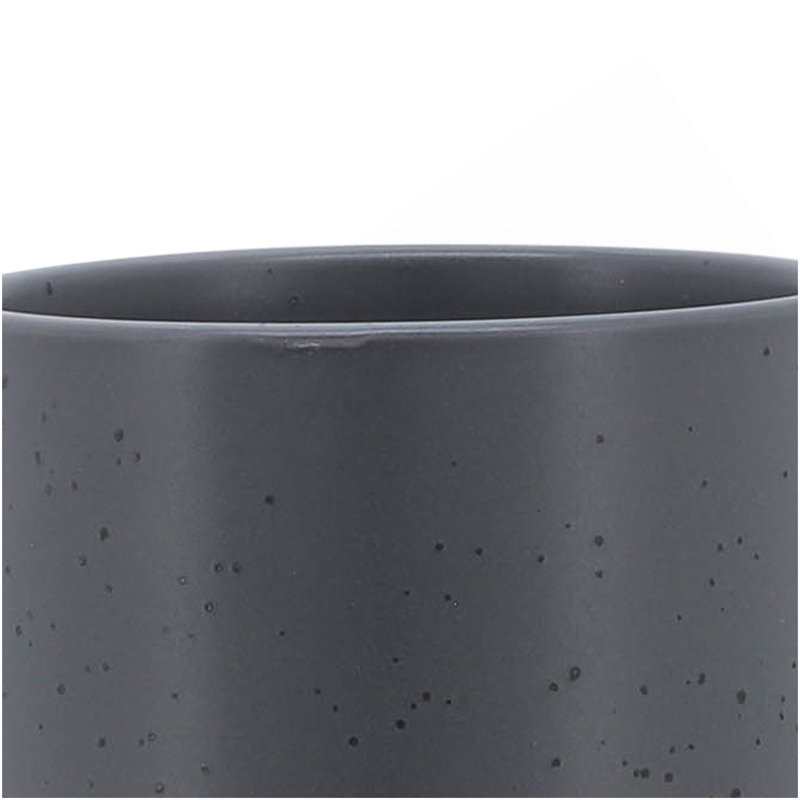 5" PLANTER W/ WOOD STAND, MATTE GRAY, 7" H x 5" W x 5" D