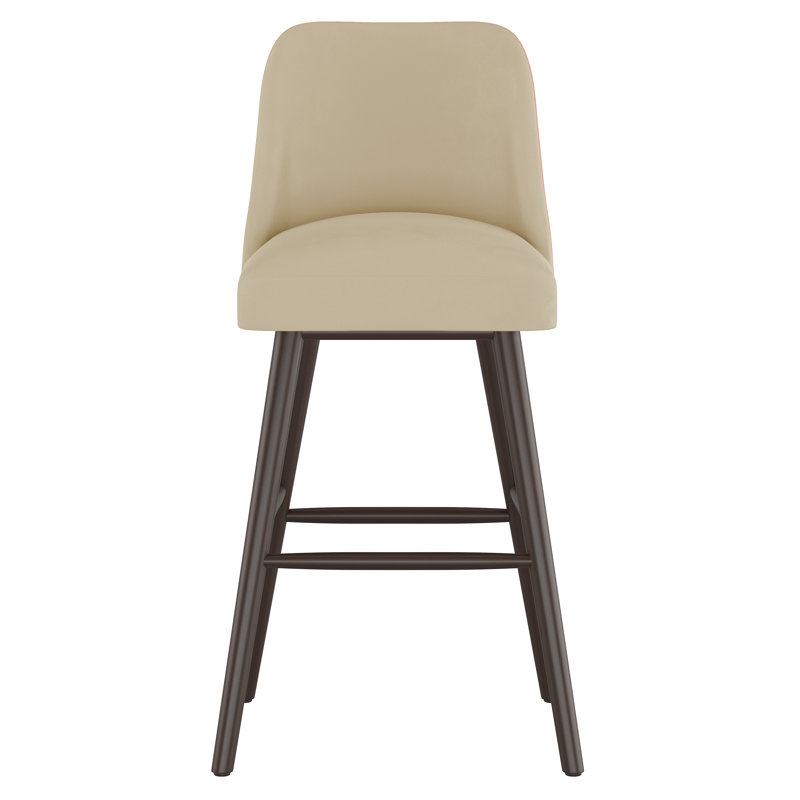 Gallie Upholstered Counter Stool, Bar Stool (31" Seat Height), Natural Wood, Classic Talc Linen
