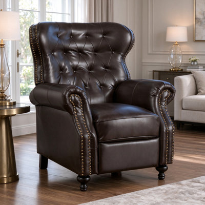 Fauteuil inclinable avec accoudoirs roulés gris brun Accents