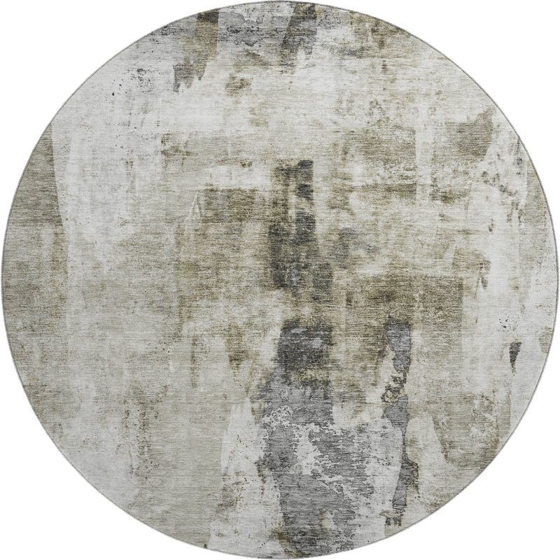 Premium Machine Washable Dahl AMF1076 Abstract Rug, Round 8'