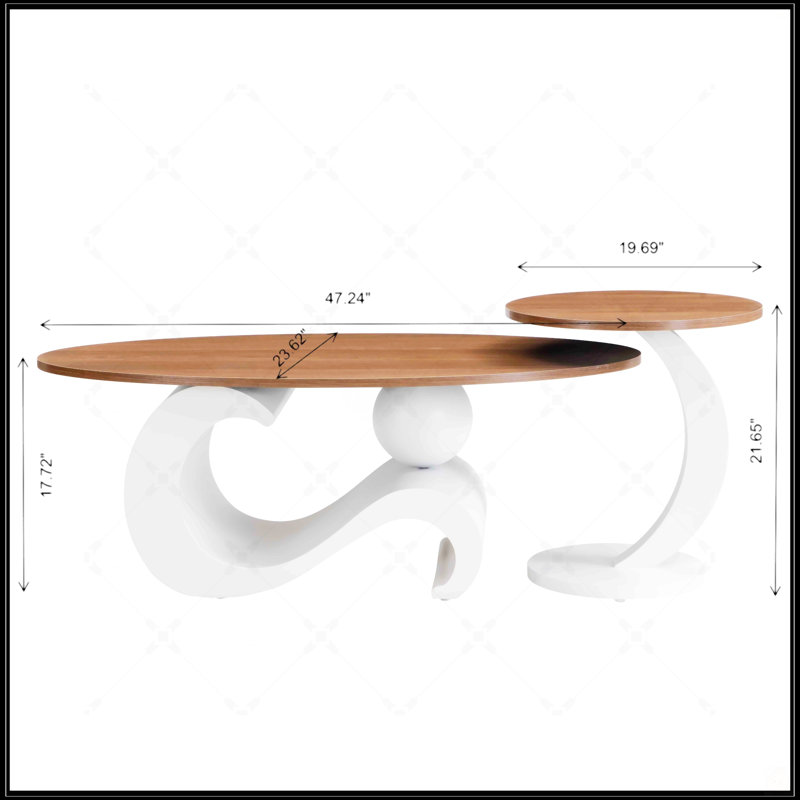 Ensemble de 2 tables basses gigognes blanches, Blanc