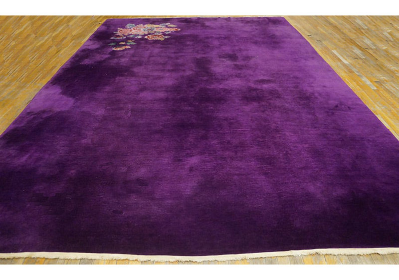 Minimalist Rich Purple Color Antique Art Deco Chinese Carpet