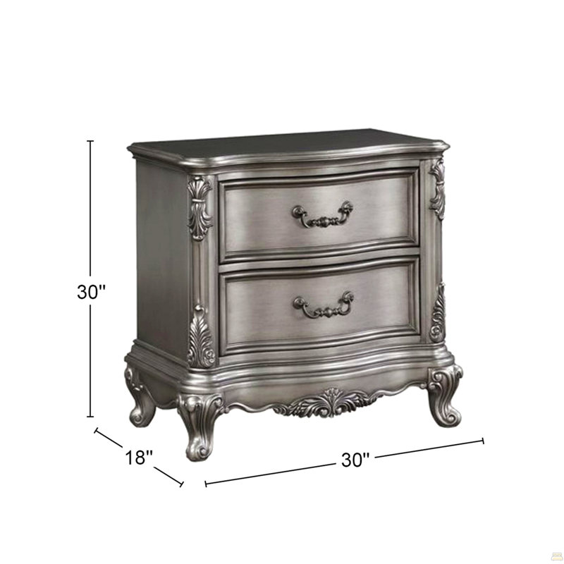 Wooden Nightstand With 2 Drawers