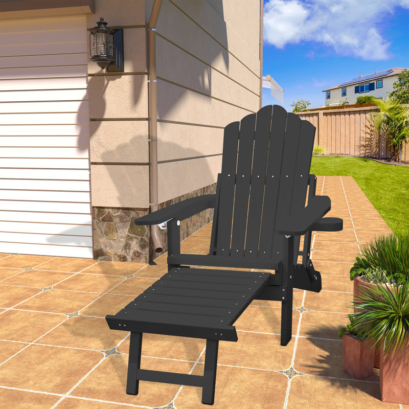 Chaise Adirondack pliante avec repose-pieds Wister, Noir