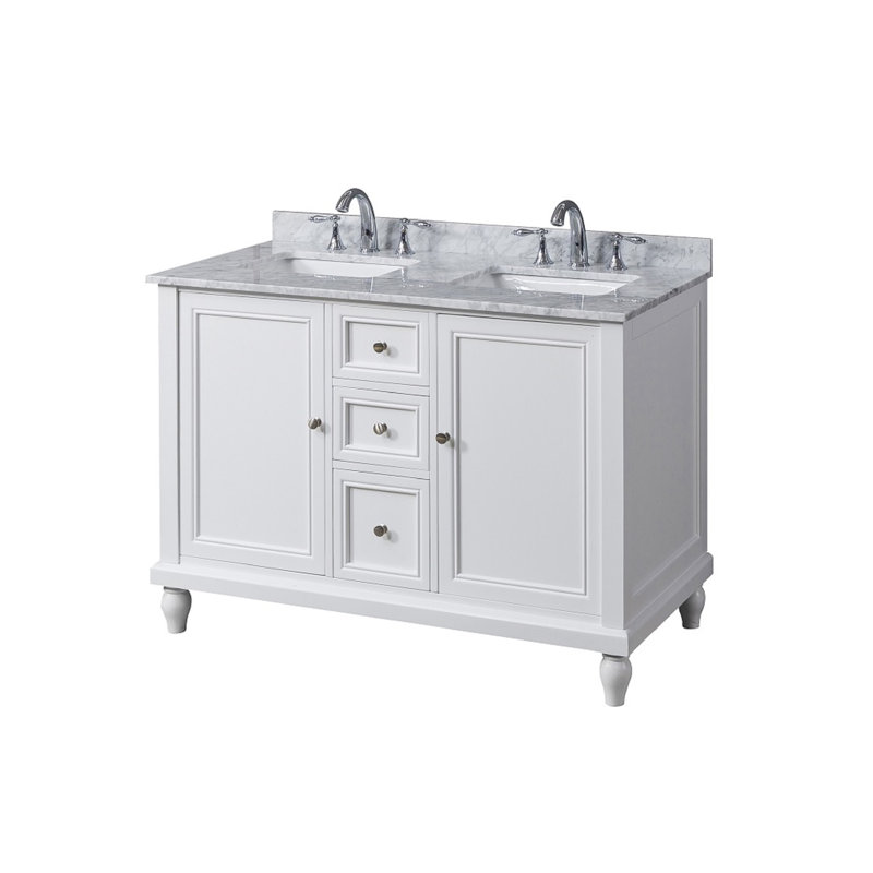 48'' Double Bathroom Vanity with Marble Top