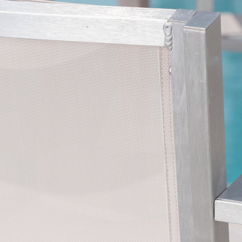 Tabourets 29,50 "avec structure en aluminium antirouille argenté, filet gris, ensemble de 2