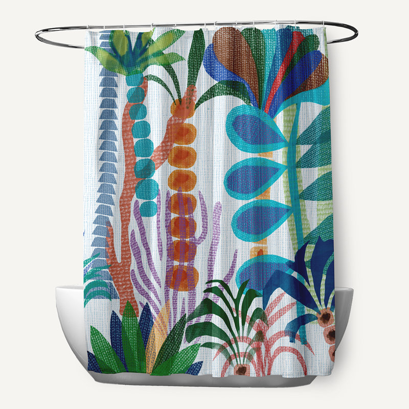 Braylen Floral Shower Curtain, Light Blue