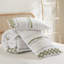Housse de couette 100% coton 3 pièces très grand / très grand avec chenille, motif sauge, chevrons superposés, attaches intérieures, revers à teinture unie, fermeture en bouton de chenille sans substances nocives,