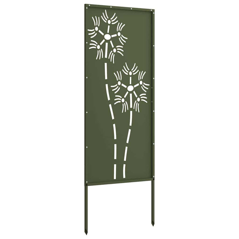 Vidaxl Garden Privacy Screen Olive Green 50 X 140 Cm Cold-Rolled Steel, 140cm H x 50cm W x 1.7cm D, Olive Green