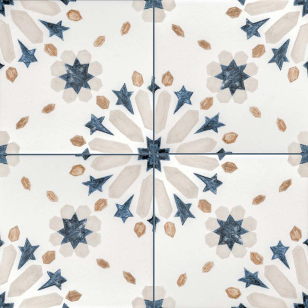 Dahlia 6" x 6" Patterned Matte Porcelain Tile