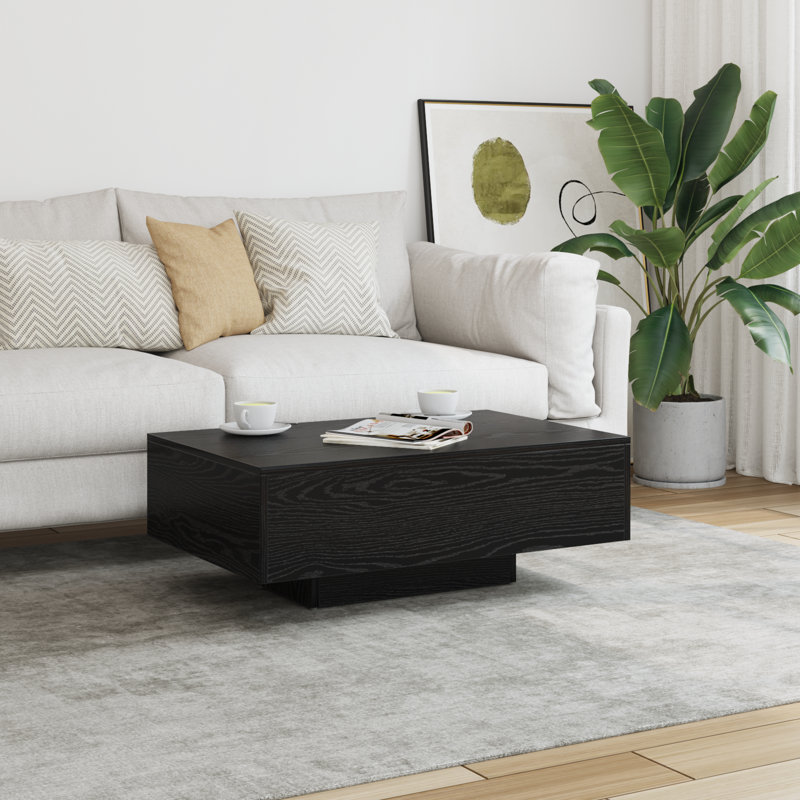 Couch Table Oak Engineered Wood Sturdy, 85 x 55 x 31 cm, Black