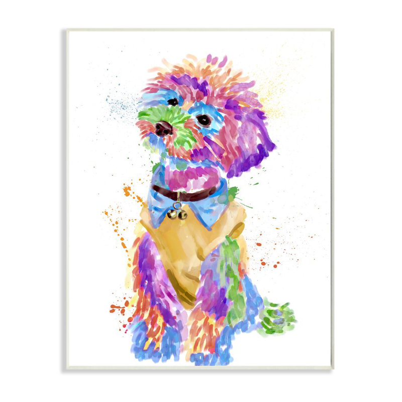 «Colorful Fun Pet Dog» par Ziwei Li - reproduction d'art, H 19 po x l 13 po x P 0,5 po, Plaque murale