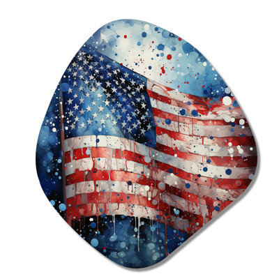 Nadeau - Flag USA Nebula Shape Assymterical Metal Wall Art