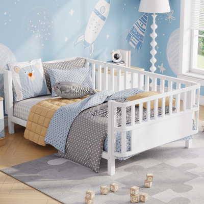 Low Profile Metal Kids Bed with Safety Rails