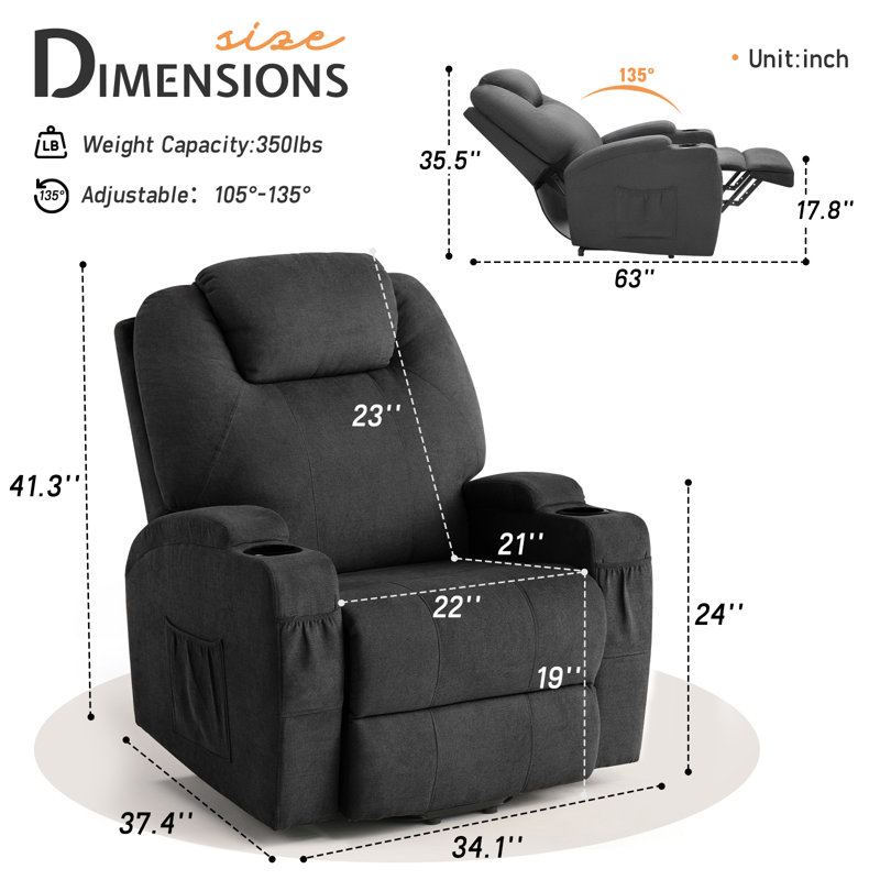 Mataio Upholstered Massage Chair, Gray