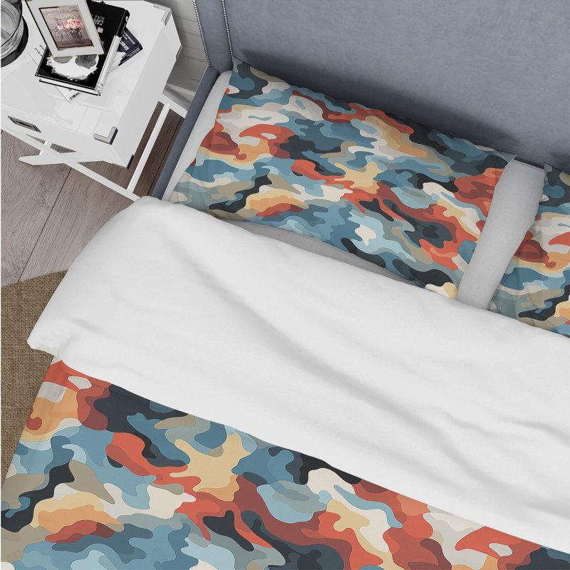 Ensemble de housse de couette camouflage Retro Revival III, Housse de couette pour très grand lit et 2 très
