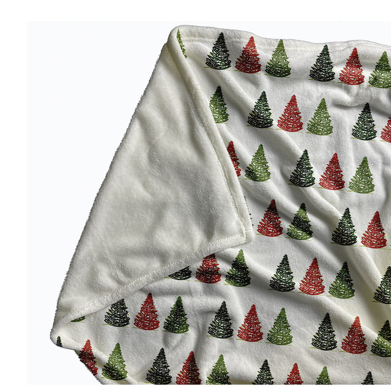Merry Trees Pattern Christmas Throw Blanket, 60" W x 80" L, Multi/Traditional