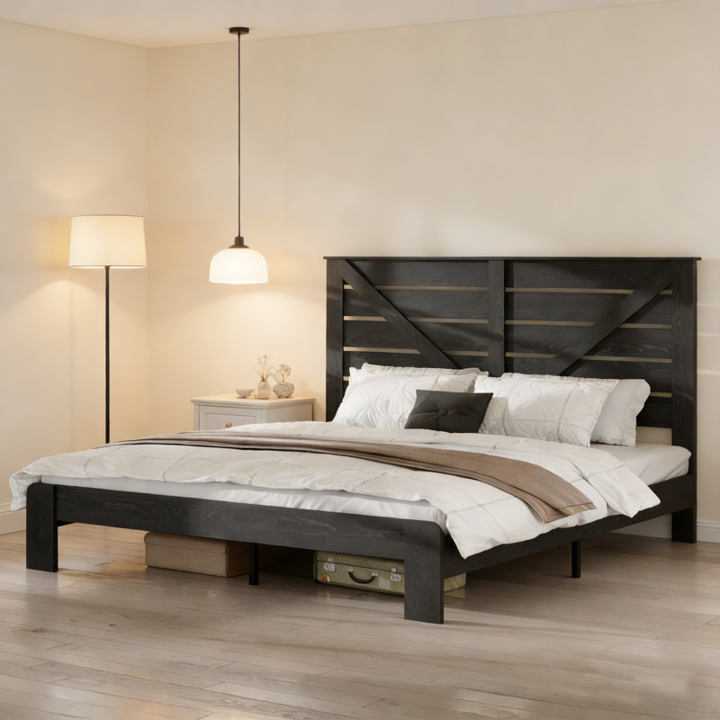 Structure de lit très grand Fusturdy avec conception silencieuse, grand rangement sous le lit et assemblage facile pour les chambres modernes