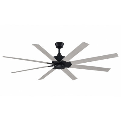 Levon 72 inch Indoor/Outdoor Smart Ceiling Fan - Black with Brushed Nickel Blades