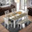 Rustic and Ergonomic Design 6-Piece Dining Table Set with 4 Wooden Chairs & 1 Bench, Distressed Finish, Brown&Grey