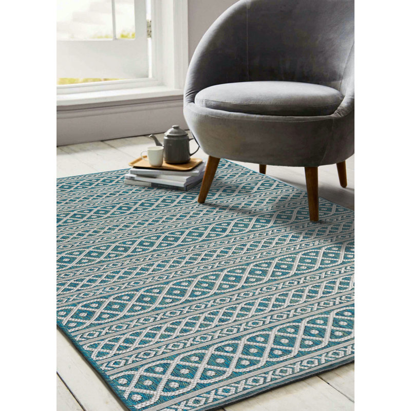 Tapis intérieur / extérieur bleu Alverez, Rectangle 8 pi x 10 pi
