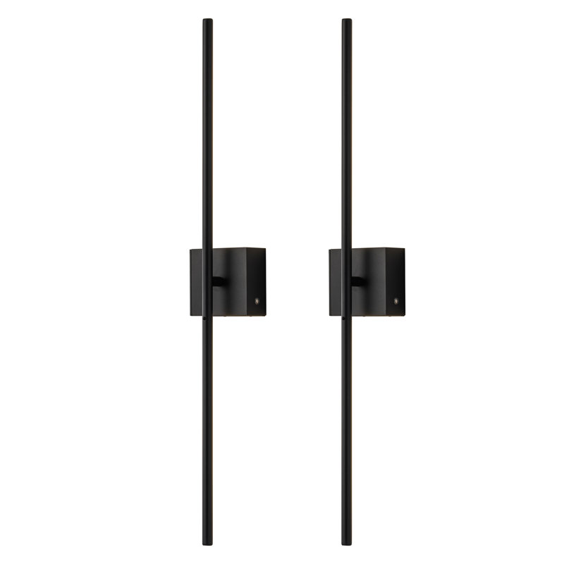 Dimmable Adjustable Color Temperature Chargeable Rotatable Led Wall Lamp With Touch And Remote Control, Matte Black