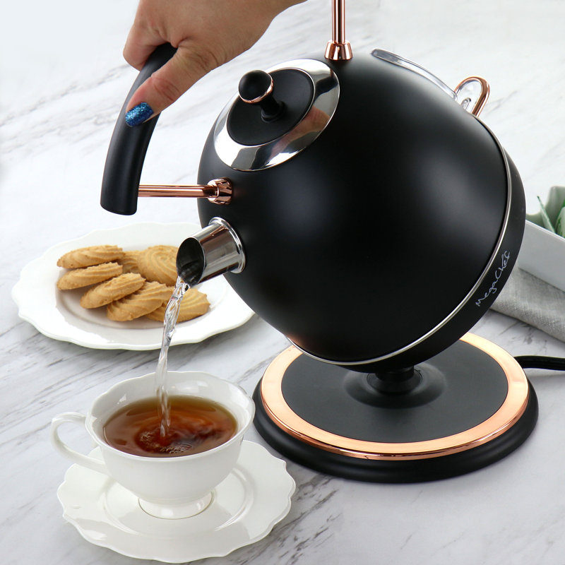 MegaChef MG-KTL1950 1.9 qt. Stainless Steel Whistling Electric Tea Kettle, Matte Black