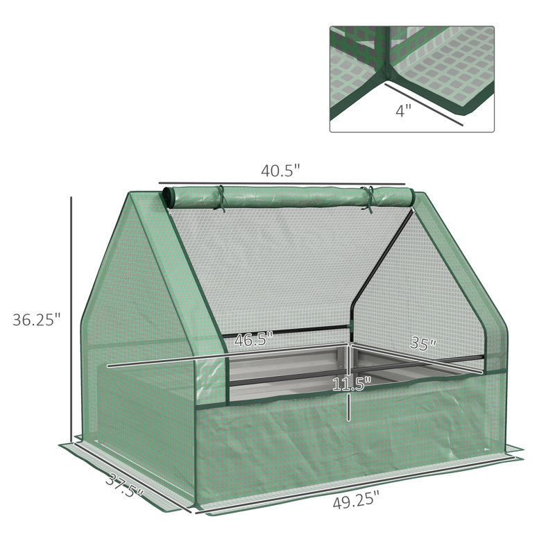 Outsunny Raised Garden Bed With Mini Greenhouse, Green