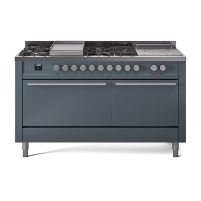 ILVE Professional Plus II, cuisinière à deux brûleurs 60 po, 7 plaques chauffantes, plaque chauffante