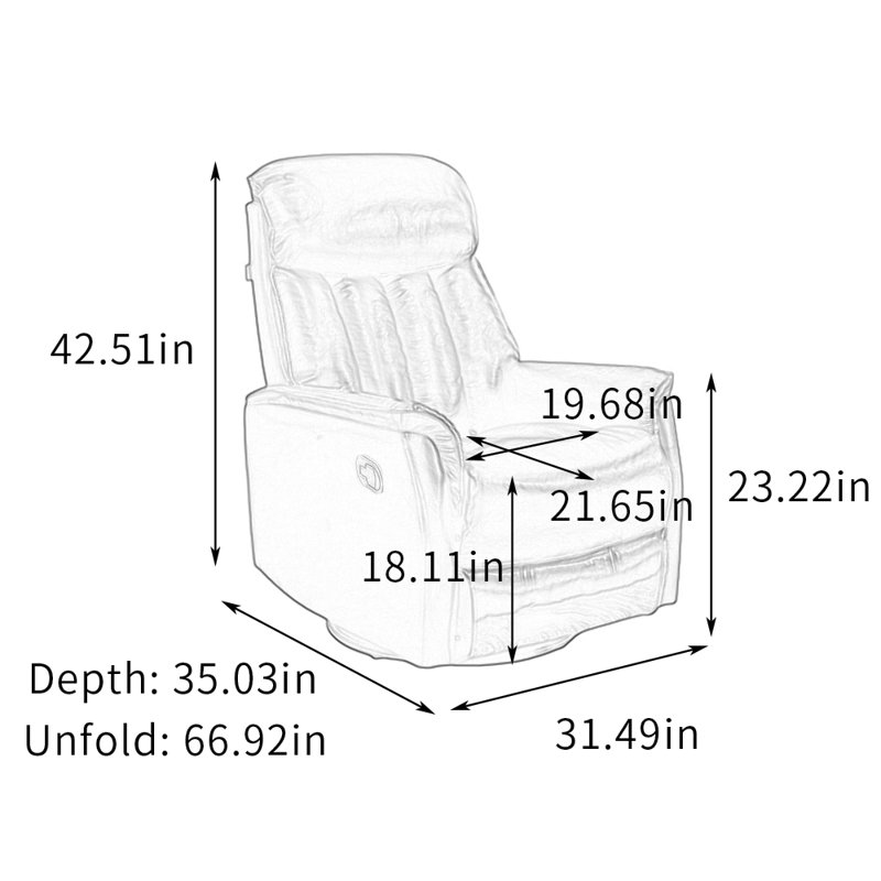 Modern Ergonomic Single Multi-Functional Recliner, Leather Match, Deep Coffee