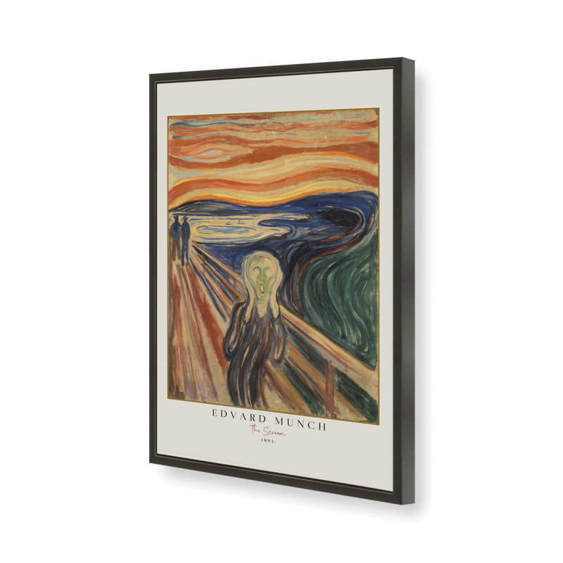 «The Scream» par Edvard Munch v3 , H 17 po x l 13 po, Noir satiné