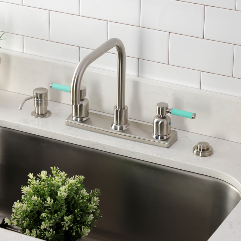 Kingston Brass Kaiser Two-Handle 2-Hole 8" Centerset Kitchen Faucet, Brushed Nickel