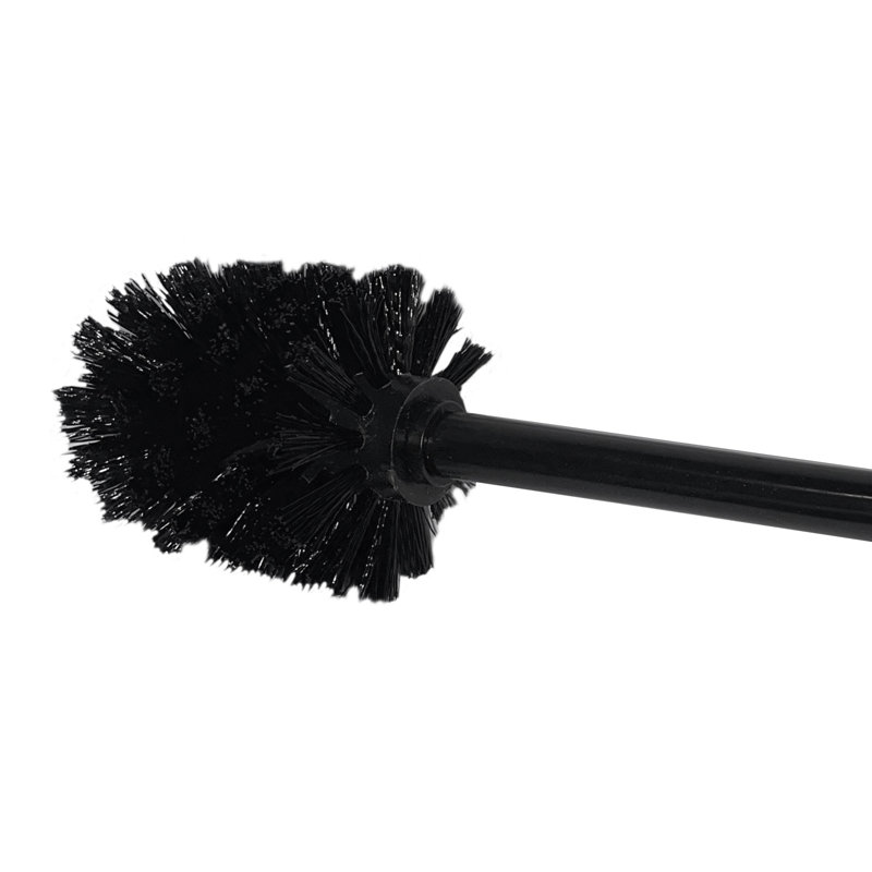 Ensemble de brosses de toilette en acier inoxydable de 16 po de hauteur avec support, Noir mat, acier inoxydable