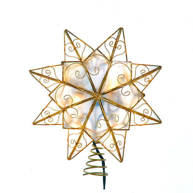 Kurt Adler 10-Light LED Capiz with Scroll Accents Star Tree Topper
