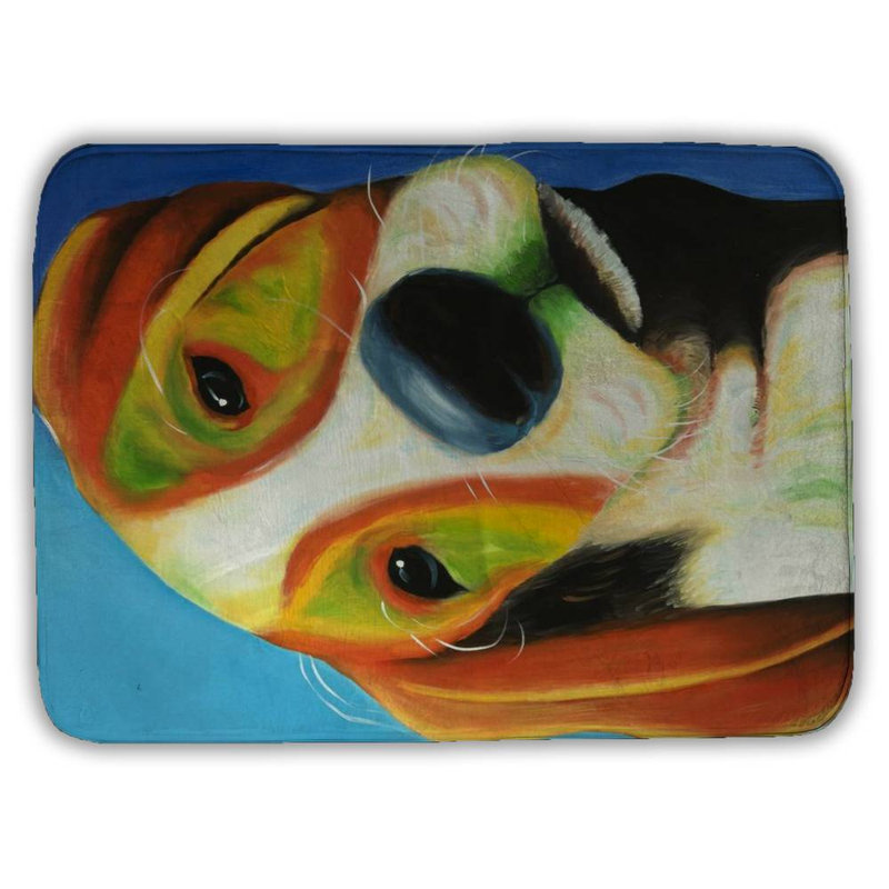 Colorful beagle dog Bath Mat with Non-Slip Backing - Quick Dry Memory Foam Bathroom Rug - Absorbent - Modern Plush Spa-Style - Machine Washable