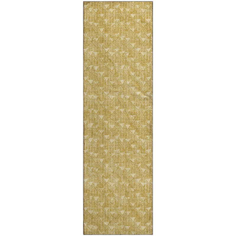 Tapis doré de qualité supérieure lavable à la machine Cerrito AMF514, Tapis de couloir 2 pi 3 po x 7 pi 6 po