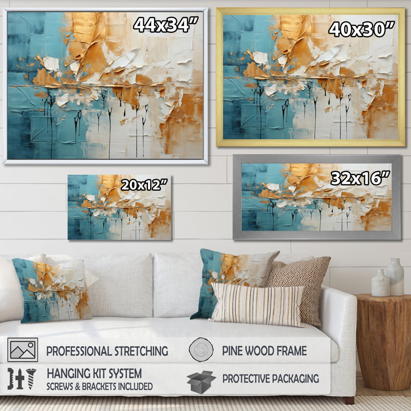 Geerken Transcendent Textures I, reproduction d'art sur toile, H 16 po x l 32 po x P 1 po, Cadre flottant noir